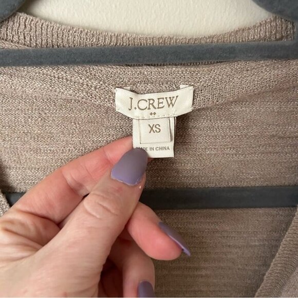 J. Crew Tan Beige Button-Up Linen Blend Lightweight Cardigan Sweater Size XS - Picture 2 of 6